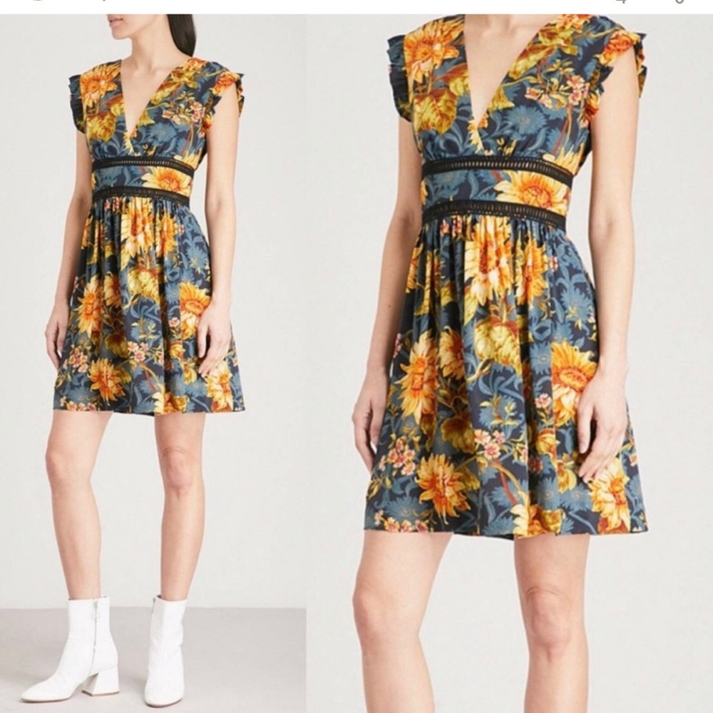 Sandro sunflower dress 100% silk